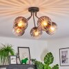 Koyoto ceiling light, globe light 52 cm clear, Smoke-coloured, 5-light sources