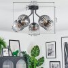 Koyoto ceiling light, globe light 52 cm clear, Smoke-coloured, 5-light sources