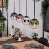Gastor hanging light, globe light, pendant light blue, chrome, green, clear, coppery, Smoke-coloured, 4-light sources