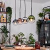 Gastor hanging light, globe light, pendant light blue, chrome, green, clear, coppery, Smoke-coloured, 4-light sources