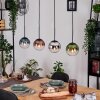 Gastor hanging light, globe light, pendant light blue, chrome, green, clear, coppery, Smoke-coloured, 4-light sources