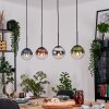 Gastor hanging light, globe light, pendant light blue, chrome, green, clear, coppery, Smoke-coloured, 4-light sources