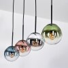 Gastor hanging light, globe light, pendant light blue, chrome, green, clear, coppery, Smoke-coloured, 4-light sources