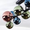Chehalis ceiling light, globe light blue, green, coppery, 10-light sources
