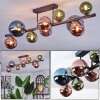 Chehalis ceiling light, globe light blue, green, coppery, 10-light sources