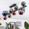 Chehalis ceiling light, globe light blue, green, coppery, 10-light sources
