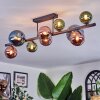 Chehalis ceiling light, globe light blue, green, coppery, 10-light sources