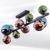 Chehalis ceiling light, globe light blue, green, coppery, 10-light sources