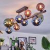 Chehalis ceiling light, globe light blue, green, coppery, 10-light sources