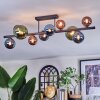Chehalis ceiling light, globe light blue, green, coppery, 10-light sources