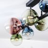Chehalis ceiling light, globe light blue, green, clear, coppery, 10-light sources