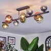 Chehalis ceiling light, globe light blue, green, clear, coppery, 10-light sources