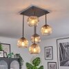 Ripoll ceiling light, globe light Amber, clear, Smoke-coloured, 5-light sources