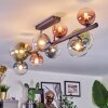 Chehalis ceiling light, globe light blue, green, clear, coppery, 10-light sources