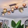 Chehalis ceiling light, globe light blue, green, clear, coppery, 10-light sources