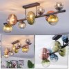 Chehalis ceiling light, globe light blue, green, clear, coppery, 10-light sources