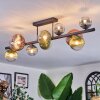 Chehalis ceiling light, globe light blue, green, clear, coppery, 10-light sources