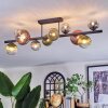 Chehalis ceiling light, globe light blue, green, clear, coppery, 10-light sources