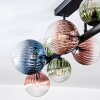 Chehalis ceiling light, globe light blue, green, clear, coppery, 10-light sources