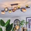 Chehalis ceiling light, globe light blue, green, clear, coppery, 10-light sources