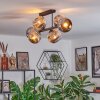 Ripoll ceiling light, globe light chrome, Smoke-coloured, 6-light sources