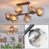 Ripoll ceiling light, globe light chrome, clear, Smoke-coloured, 6-light sources