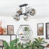 Ripoll ceiling light, globe light chrome, clear, Smoke-coloured, 6-light sources