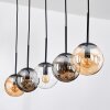 Gastor hanging light, globe light, pendant light Amber, clear, Smoke-coloured, 5-light sources