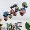 Chehalis ceiling light, globe light blue, green, coppery, 10-light sources