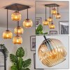 Ripoll ceiling light, globe light Amber, 5-light sources