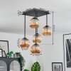 Ripoll ceiling light, globe light Amber, 5-light sources