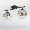Ripoll ceiling light, globe light clear, Smoke-coloured, 2-light sources
