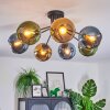 Koyoto ceiling light, globe light 82 cm blue, gold, green, 7-light sources