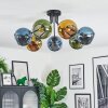 Koyoto ceiling light, globe light 82 cm blue, gold, green, 7-light sources