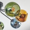 Koyoto ceiling light, globe light 82 cm blue, gold, green, 7-light sources