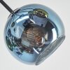 Koyoto ceiling light, globe light 82 cm blue, gold, green, 7-light sources