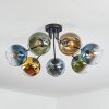 Koyoto ceiling light, globe light 82 cm blue, gold, green, clear, 7-light sources