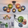 Gastor ceiling light, globe light 82 cm blue, green, coppery, 7-light sources