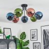 Gastor ceiling light, globe light 82 cm blue, green, coppery, 7-light sources