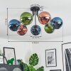 Gastor ceiling light, globe light 82 cm blue, green, coppery, 7-light sources