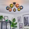 Gastor ceiling light, globe light 82 cm blue, green, coppery, 7-light sources