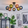 Gastor ceiling light, globe light 82 cm blue, green, coppery, 7-light sources
