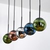 Gastor hanging light, globe light, pendant light blue, chrome, green, coppery, Smoke-coloured, 5-light sources