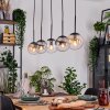 Gastor hanging light, globe light, pendant light Amber, clear, Smoke-coloured, 5-light sources