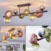 Chehalis ceiling light, globe light blue, green, clear, coppery, 8-light sources