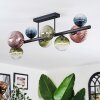 Chehalis ceiling light, globe light blue, green, clear, coppery, 8-light sources