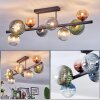 Chehalis ceiling light, globe light blue, green, clear, coppery, 8-light sources