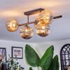 Chehalis ceiling light, globe light Amber, Smoke-coloured, 5-light sources