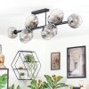 Koyoto ceiling light, globe light clear, Smoke-coloured, 10-light sources