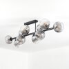 Koyoto ceiling light, globe light clear, Smoke-coloured, 10-light sources